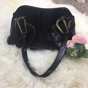 Max New York Black Leather Satchel Handbag Bag Purse Y2K Vintage